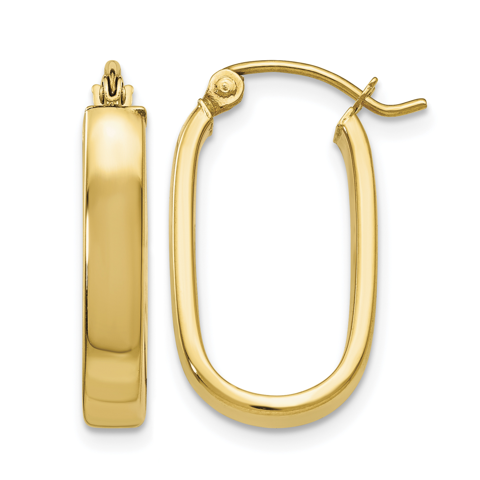 14k Polished 3.5mm Oval Hoop Earrings (YE434)