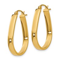 14K Yellow Gold 3.5x 27mm Polished Oval Tube Hoop Earrings view 2