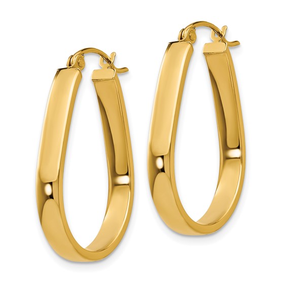 14k 3.5x27mm Polished Oval Tube Hoop Earrings