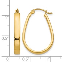 14K Yellow Gold 3.5x 27mm Polished Oval Tube Hoop Earrings view 4