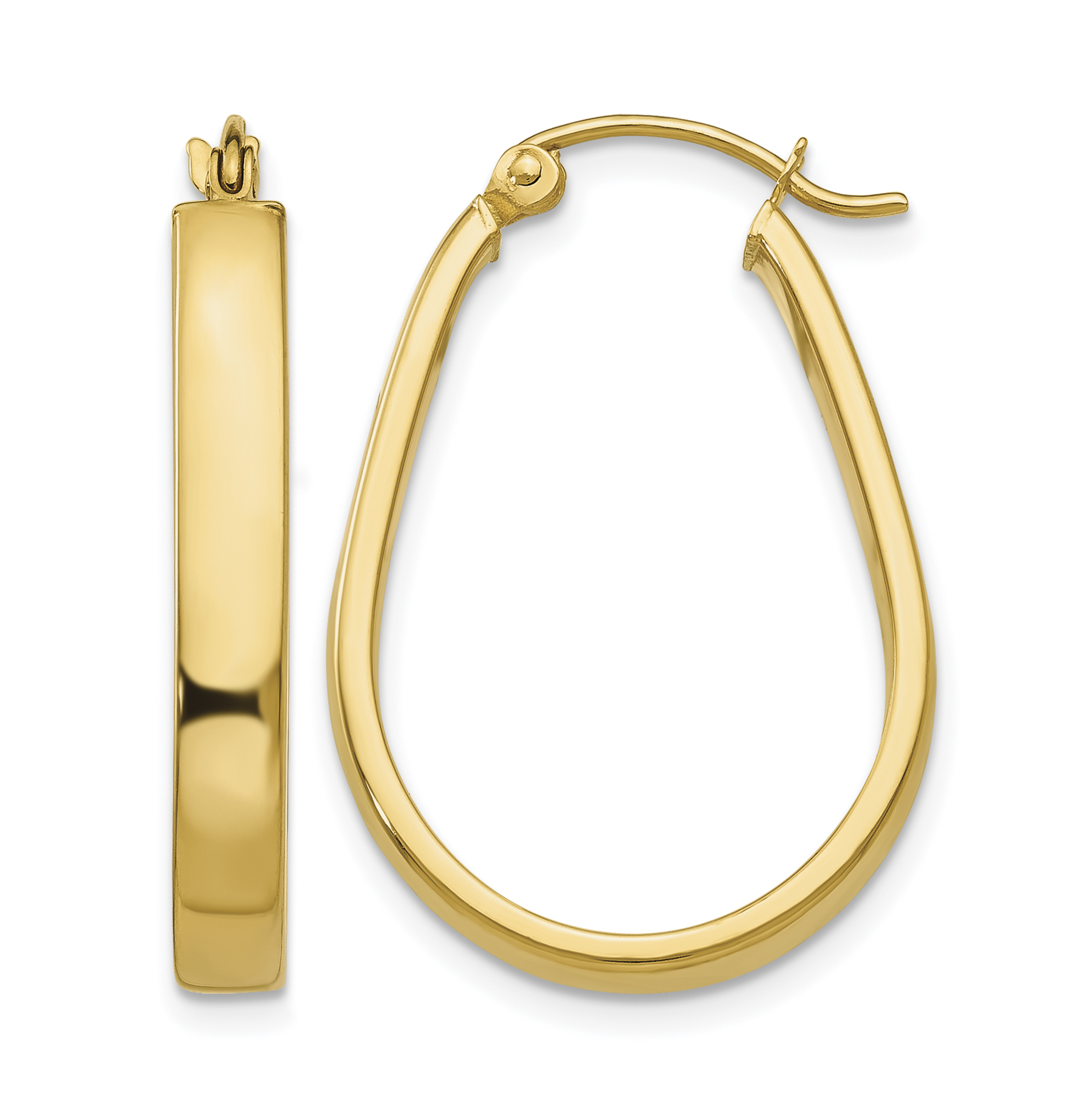 14k Polished 3.5mm Oval Hoop Earrings (YE436)