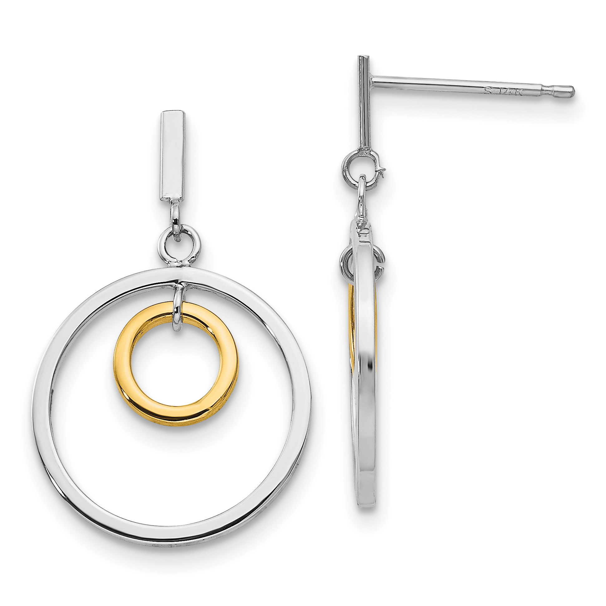 14k Gold Polished Double Teardrop Drop and Dangle Jackets for Stud Earrings 1.06 Height