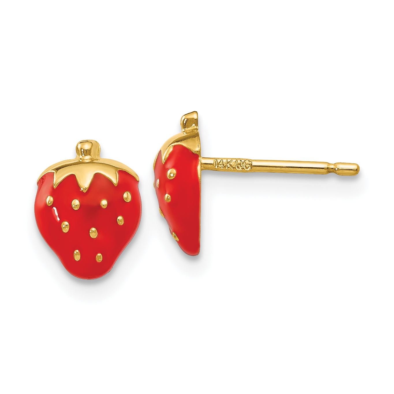 14k Enameled Strawberry Earrings (YE595)