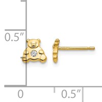 14K Yellow Gold Bear Earrings with CZ view 4