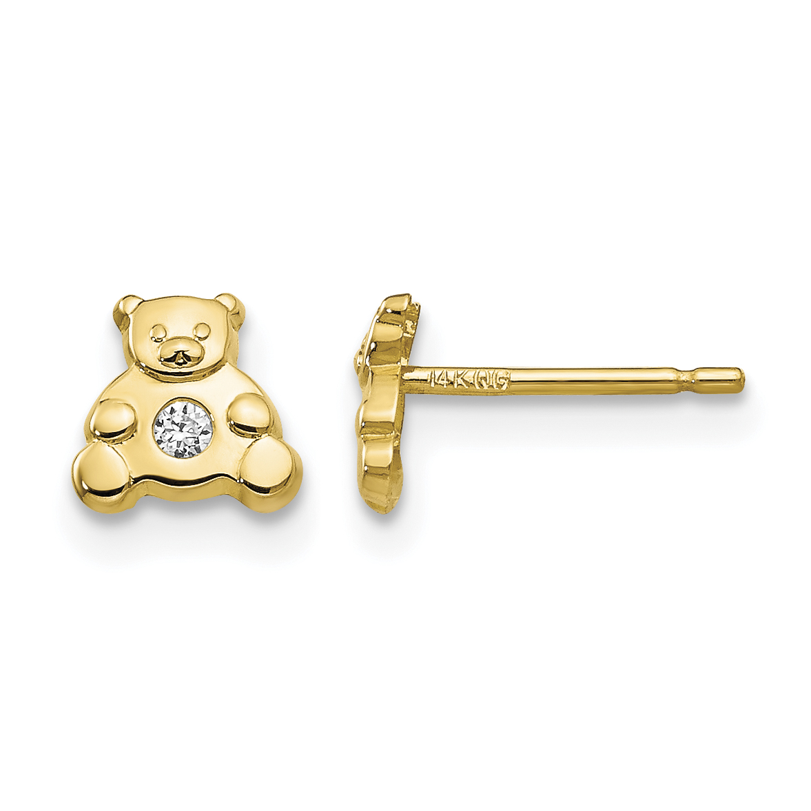 14k Bear with CZ Earrings (YE600)