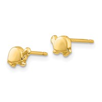 14K Yellow Gold Polished Mini Turtle Post Earrings view 2