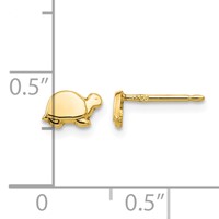 14K Yellow Gold Polished Mini Turtle Post Earrings view 4