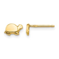 14K Yellow Gold Polished Mini Turtle Post Earrings view 1