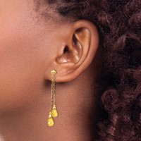 14K Yellow Gold 7x5mm Teardrop Citrine Chain Dangle Post Earrings view 3