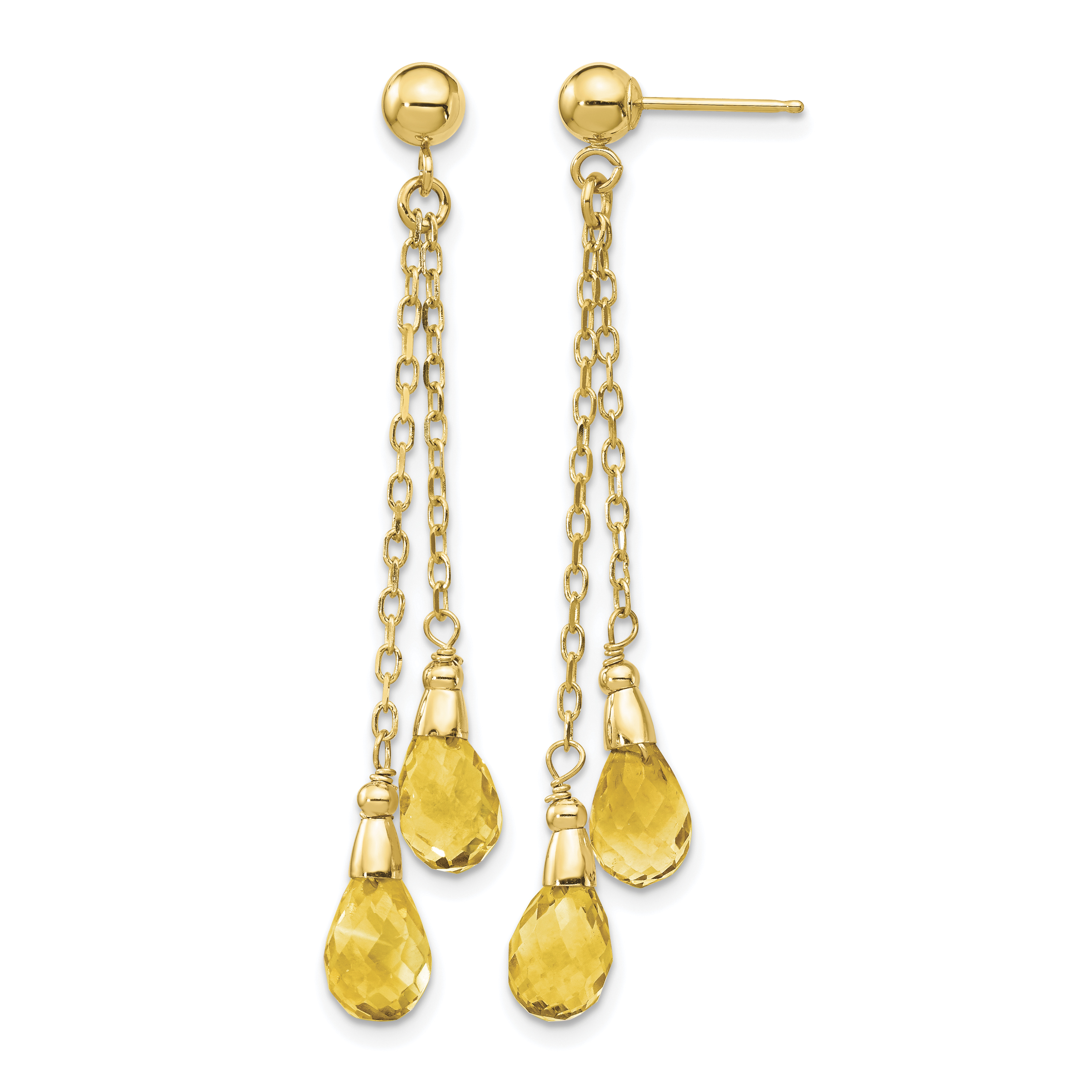 14k Citrine Dangle Earrings (YE893)