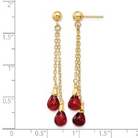 14K Yellow Gold 7x5mm Teardrop Garnet Chain Dangle Post Earrings view 4