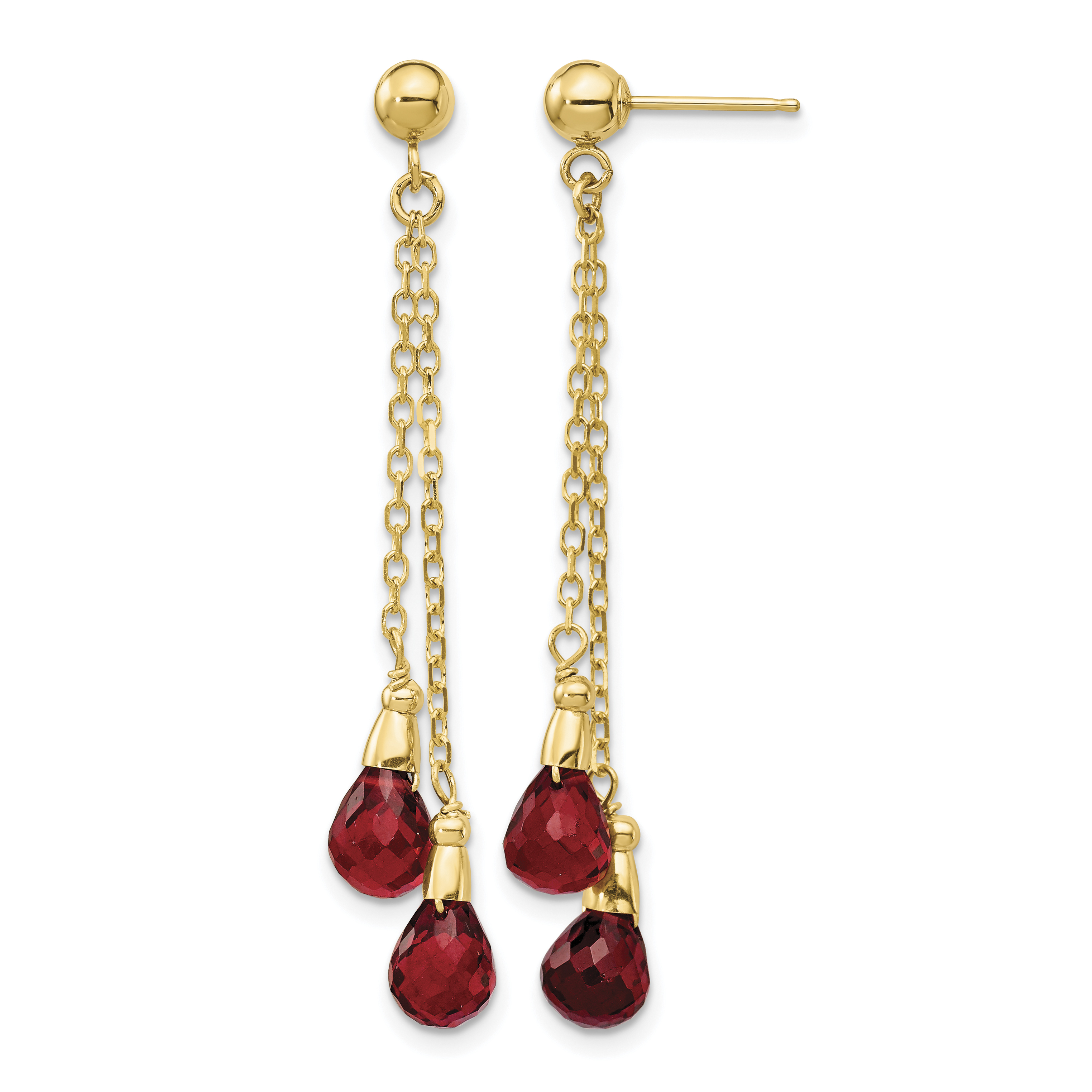 14k Garnet Dangle Earrings (YE895)