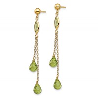 14K Peridot Chain Dangle Post Earrings view 2