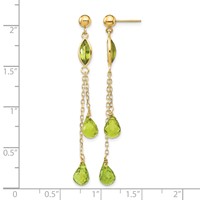 14K Peridot Chain Dangle Post Earrings view 4