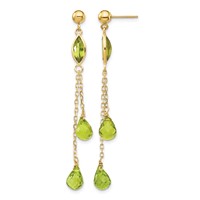 14K Peridot Chain Dangle Post Earrings view 1