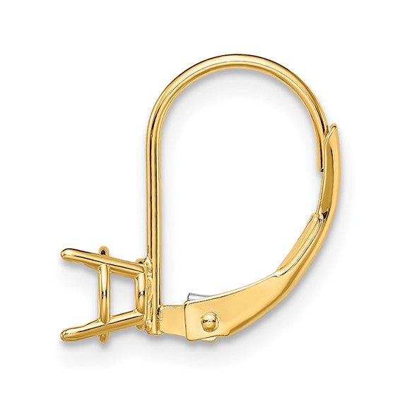 14k Single Round 4.0mm Cast Basket Leverback Earring Mounting