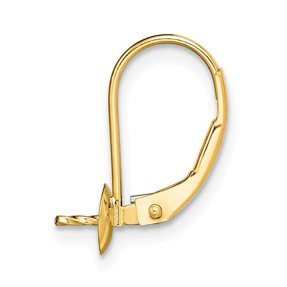 14k Single 5.0mm Leverback Pearl Earring Mounting