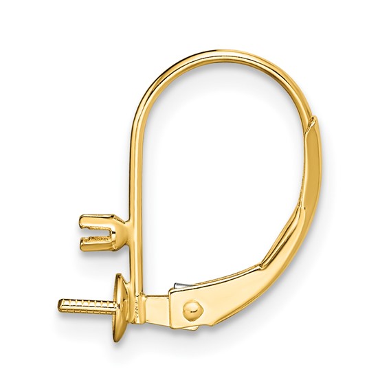 14k Single 5-6mm Pearl Leverback w/1.3 Diamond Accent Earring Mounting