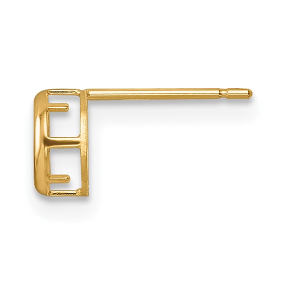 14k Single 4mm Round Bezel Post Earring Mounting