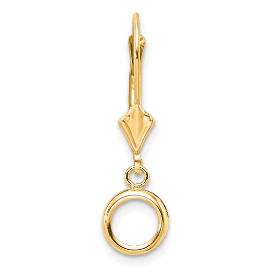 14k Single 4mm Round Dangle Bezel Fleur De Lis Leverback Earring Mounting