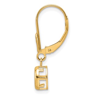 14k Single 4mm Round Dangle Bezel Fleur De Lis Leverback Earring Mounting