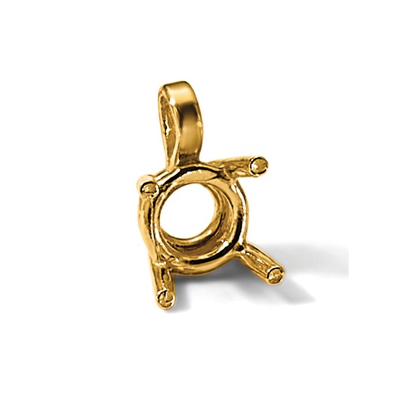 14ky Round 4-Prong w/ Straight Bail 3.5mm Pendant Setting