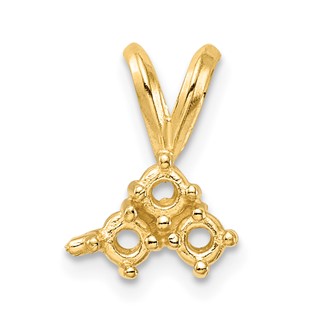 14ky Round 3-Stone .18ct. Pendant Setting