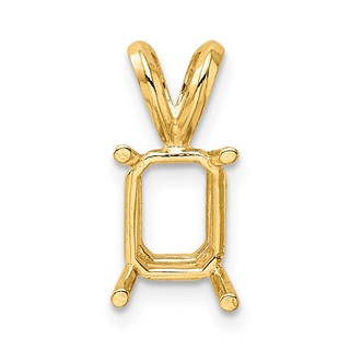 14ky Emerald 4-Prong Cast Heavy Weight 11 x 9mm Pendant Setting