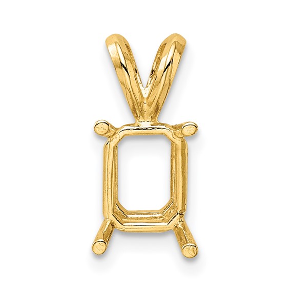 14ky Emerald 4-Prong Cast Heavy Weight 5 x 3mm Pendant Setting