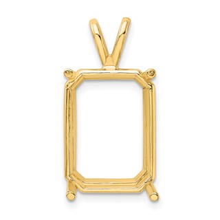 14ky Emerald 4-Prong Cast For Larger Sizes 16 x 12mm Pendant Setting