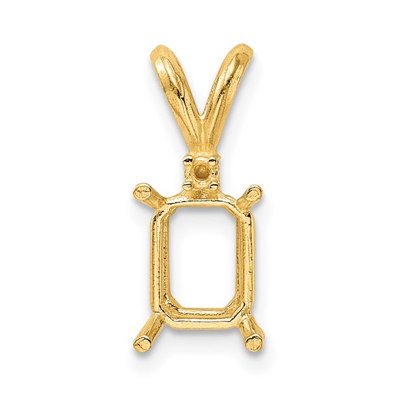 14ky Emerald 4-Prong w/ Diamond Accent 4 x 3mm Pendant Setting