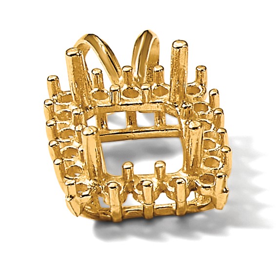 14ky Emerald Cluster 8 x 6mm Pendant Setting