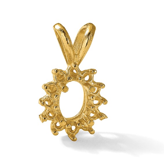 14ky Oval Cluster 7 x 5mm Pendant Setting