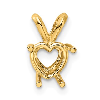 14ky Heart 4-Prong Cast Medium Weight 9.0mm Pendant Setting
