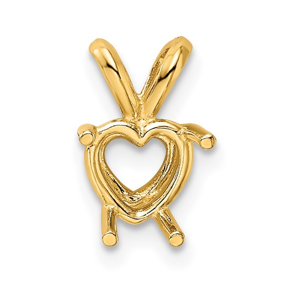 14ky Heart 4-Prong Cast Medium Weight 9.0mm Pendant Setting