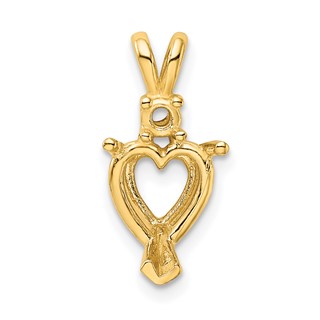 14ky Heart 3-Prong w/ Diamond Accent 10 x 8mm Pendant Setting