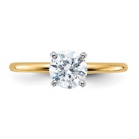 14K Two-tone 0.75 Carat Lab Grown Diamond VS+ F+ Round Complete Solitaire Engagement Ring view 4