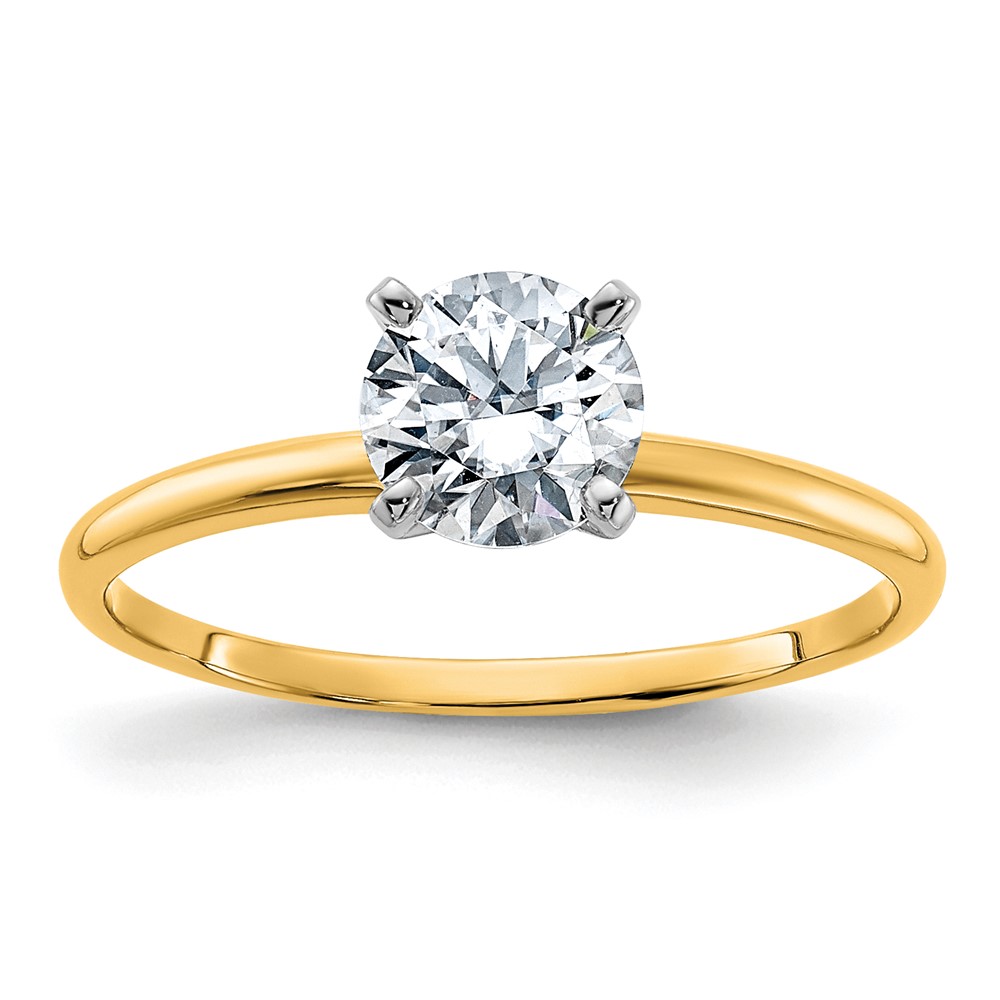 14K Two-tone 0.75 Carat Lab Grown Diamond VS+ F+ Round Complete Solitaire Engagement Ring
