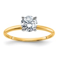 14K Two-tone 0.75 Carat Lab Grown Diamond VS+ F+ Round Complete Solitaire Engagement Ring view 1