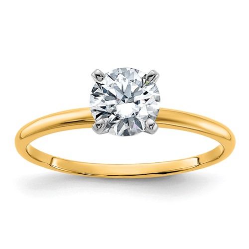 14K Two-tone 0.75 Carat Lab Grown Diamond VS+ F+ Round Complete Solitaire Engagement Ring