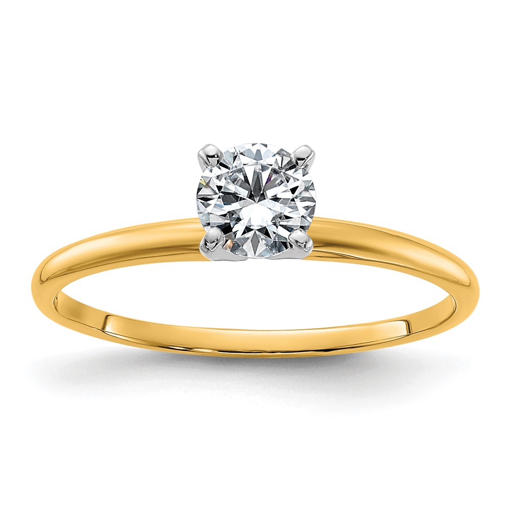 14K Two-tone 0.50 Carat Lab Grown Diamond VS SI+ G+ Round Complete Solitaire Engagement Ring