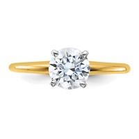 14K Two-tone 1 Carat Lab Grown Diamond VS SI+ G+ Round Complete Solitaire Engagement Ring view 4
