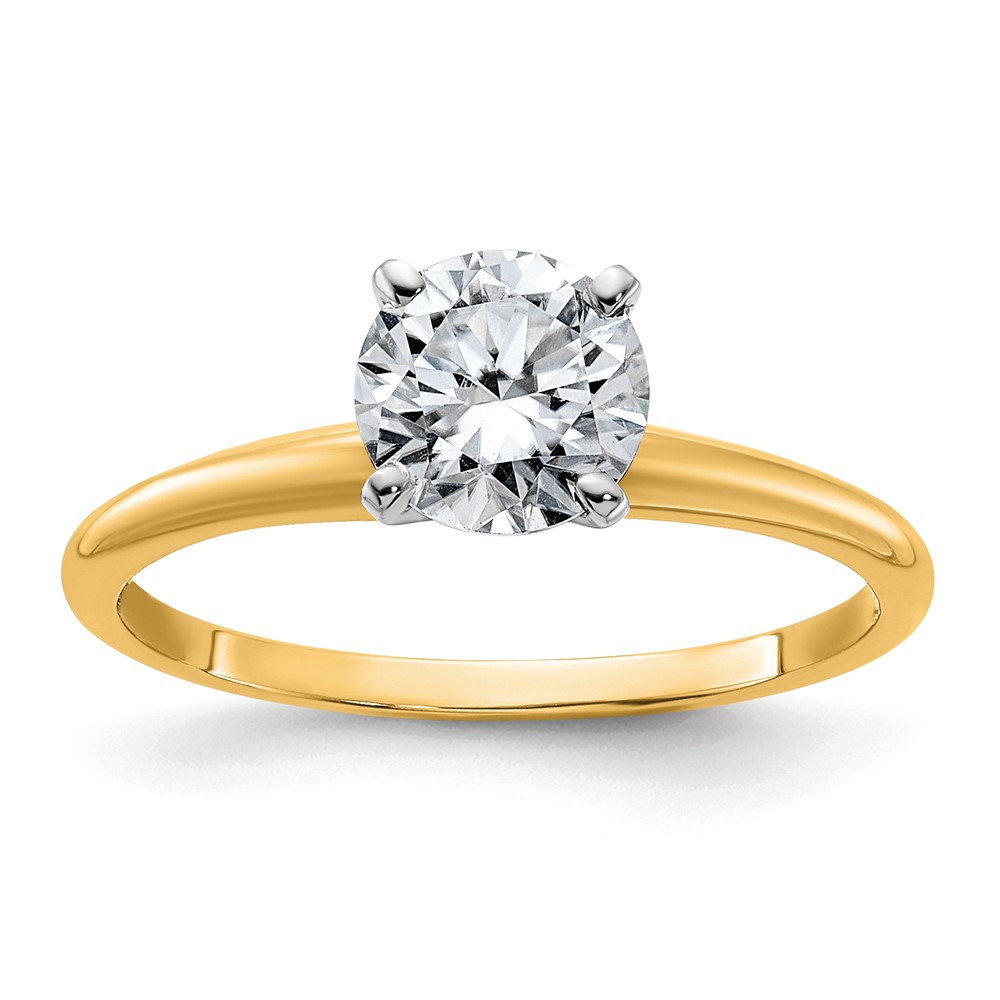 14K Two-tone 1 Carat Lab Grown Diamond VS SI+ G+ Round Complete Solitaire Engagement Ring
