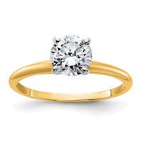 14K Two-tone 1 Carat Lab Grown Diamond VS SI+ G+ Round Complete Solitaire Engagement Ring view 1