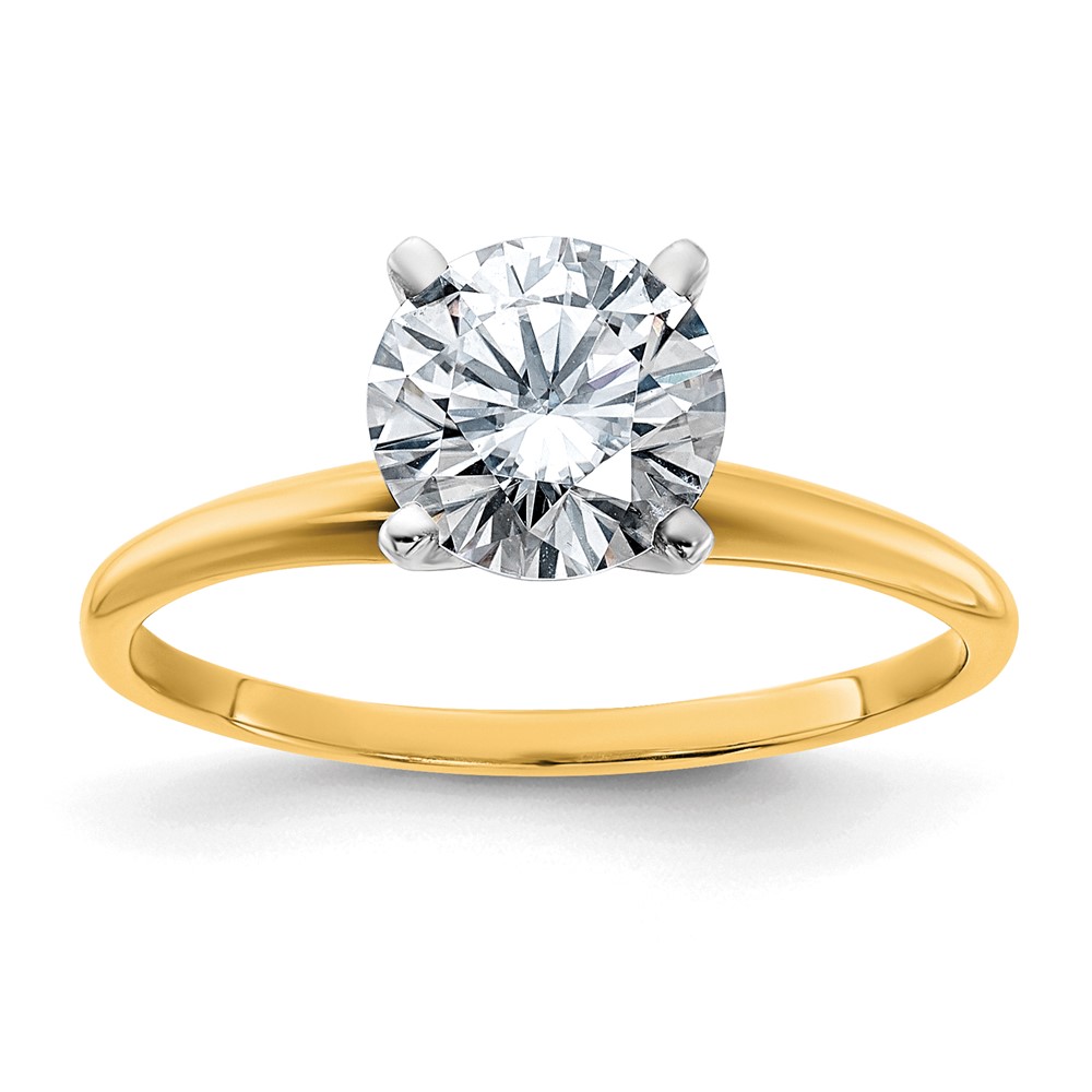 14K Two-tone 1.75 Carat Lab Grown Diamond VS SI+ G+ Round Complete Solitaire Engagement Ring