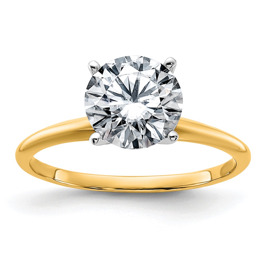 14K Two-tone 2 Carat Lab Grown Diamond VS SI+ G+ Round Complete Solitaire Engagement Ring