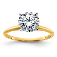 14K Two-tone 2 Carat Lab Grown Diamond VS SI+ G+ Round Complete Solitaire Engagement Ring view 1