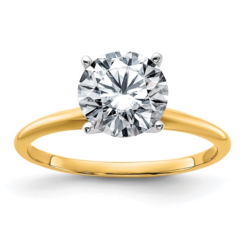 14K Two-tone 2 Carat Lab Grown Diamond VS SI+ G+ Round Complete Solitaire Engagement Ring