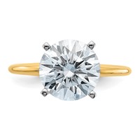 14K Two-tone 3 Carat Lab Grown Diamond VS SI+ G+ Round Complete Solitaire Engagement Ring view 4