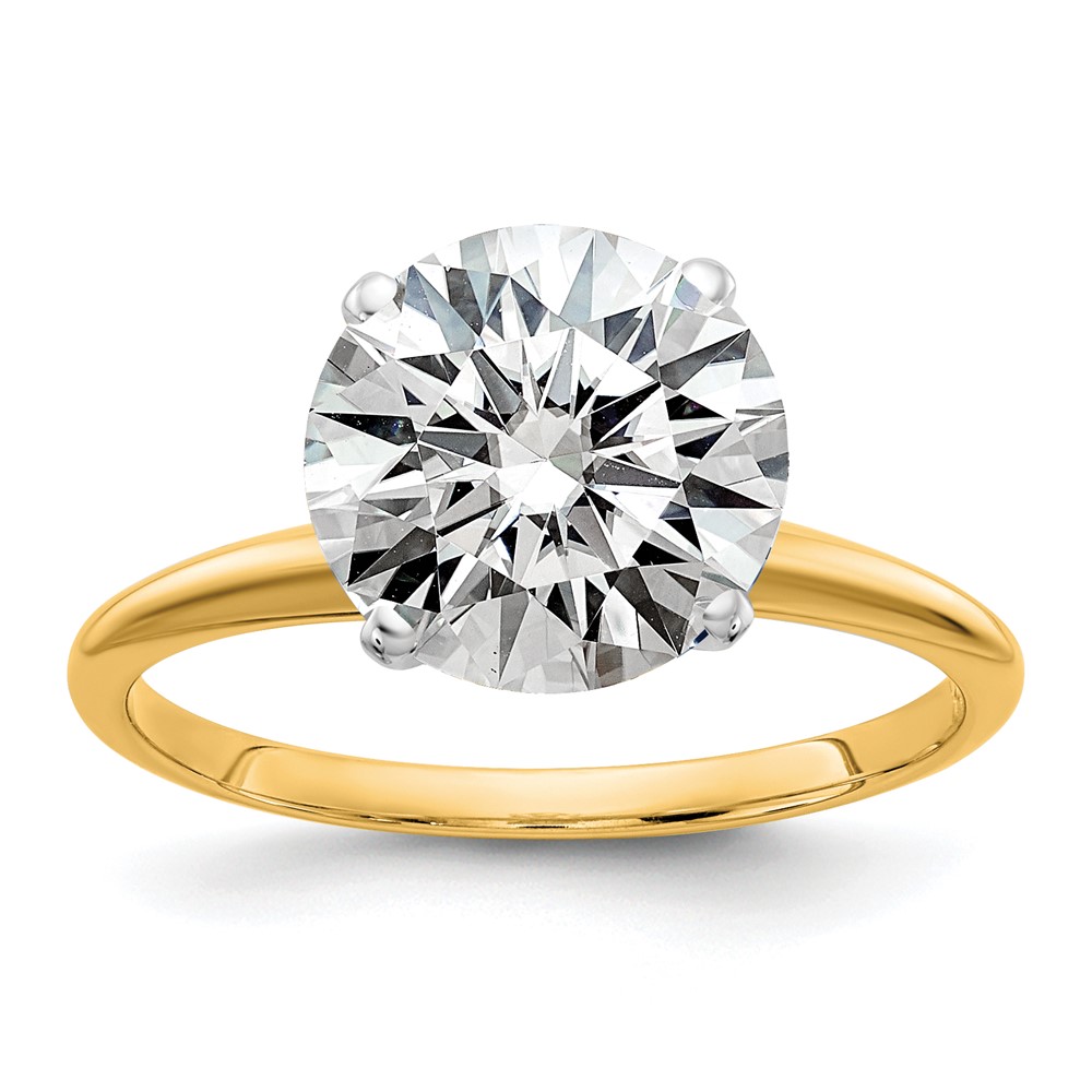 14K Two-tone 3 Carat Lab Grown Diamond VS SI+ G+ Round Complete Solitaire Engagement Ring